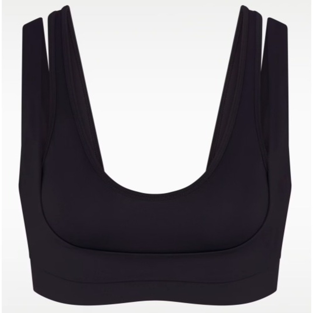 SKIMS Black Scoop-Neck Sports Bra